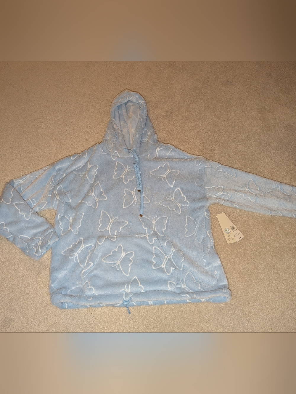 Nwt No Boundaries Light Blue Butterfly Soft Hoodie Sz M